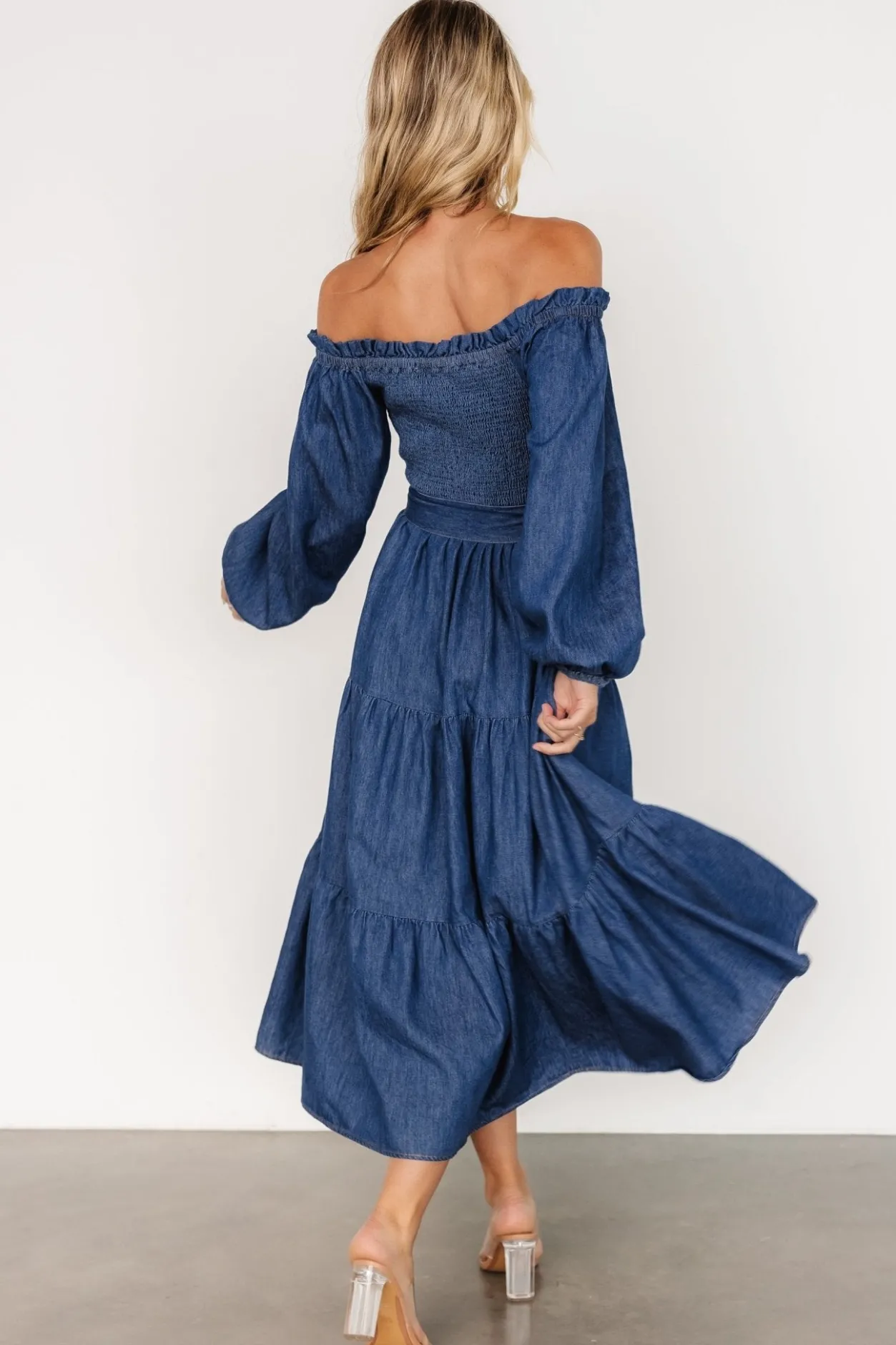 Hot Baltic Born Lewiston Off Shoulder Dress | Denim Blue DenimBlue