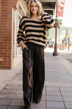 New Baltic Born Liam Chunky Knit Sweater | Tan + Black Tan+Black