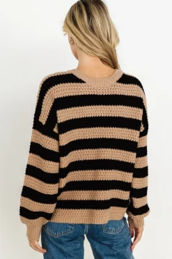 New Baltic Born Liam Chunky Knit Sweater | Tan + Black Tan+Black
