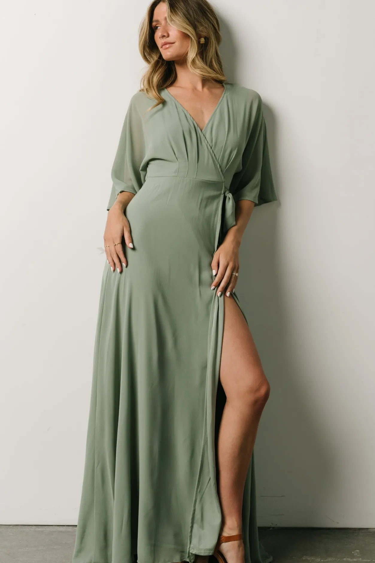 Discount Baltic Born Lilly Wrap Maxi Dress | Dusty Sage DustySage