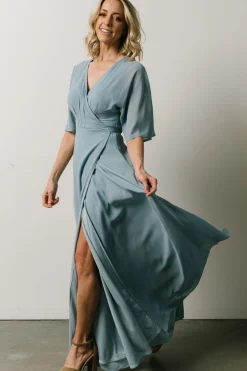 Sale Baltic Born Lilly Wrap Maxi Dress | Dusty Blue DustyBlue