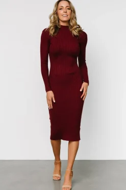Discount Baltic Born Lindsey Mock Neck Midi Dress | Burgundy