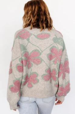 Outlet Baltic Born Lisbeth Flower Sweater | Green + Pink Green+Pink