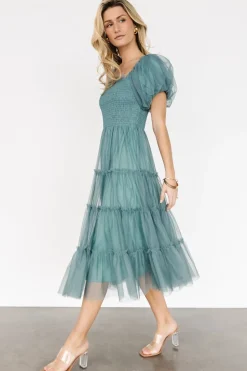 New Baltic Born Liv Tulle Midi Dress | Eucalyptus