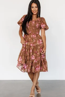 Clearance Baltic Born Lizzy Midi Dress | Copper + Pink Copper+Pink