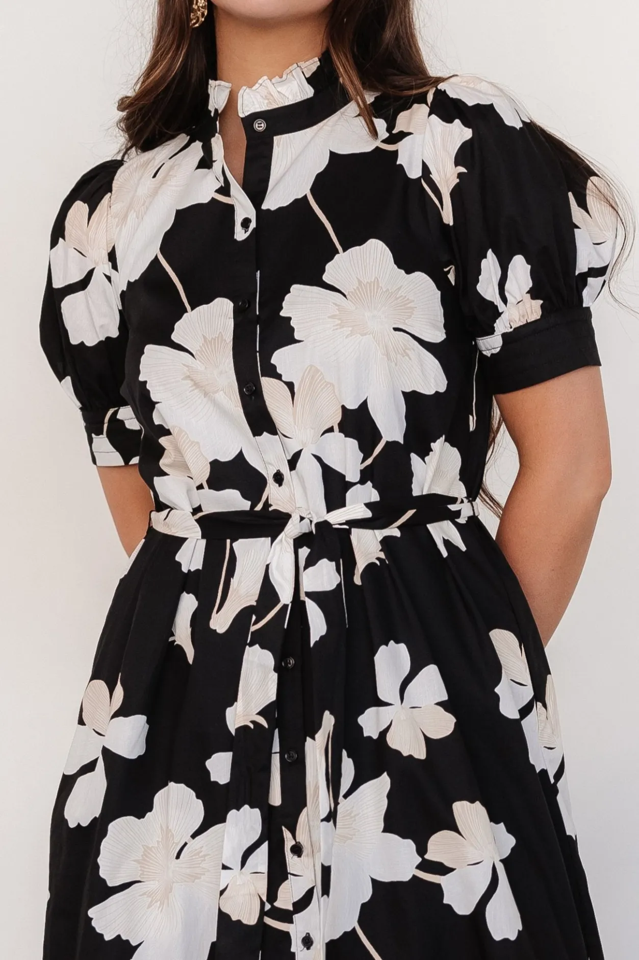 Fashion Baltic Born Loewe Button Dress | Black + Off White Floral Black+OffWhiteFloral