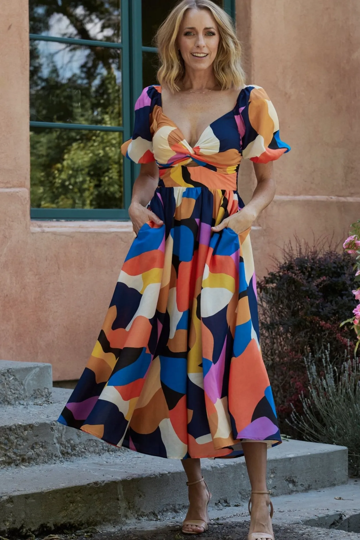 Hot Baltic Born Lola Midi Dress | Rust + Navy Multi Rust+NavyMulti