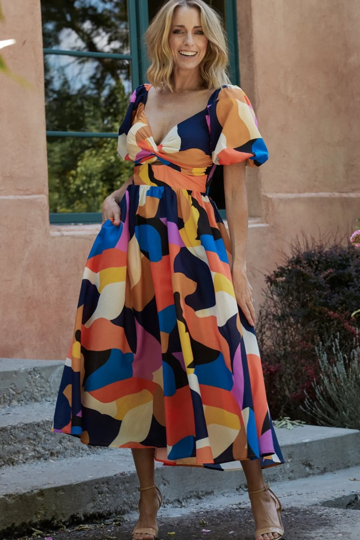 Hot Baltic Born Lola Midi Dress | Rust + Navy Multi Rust+NavyMulti