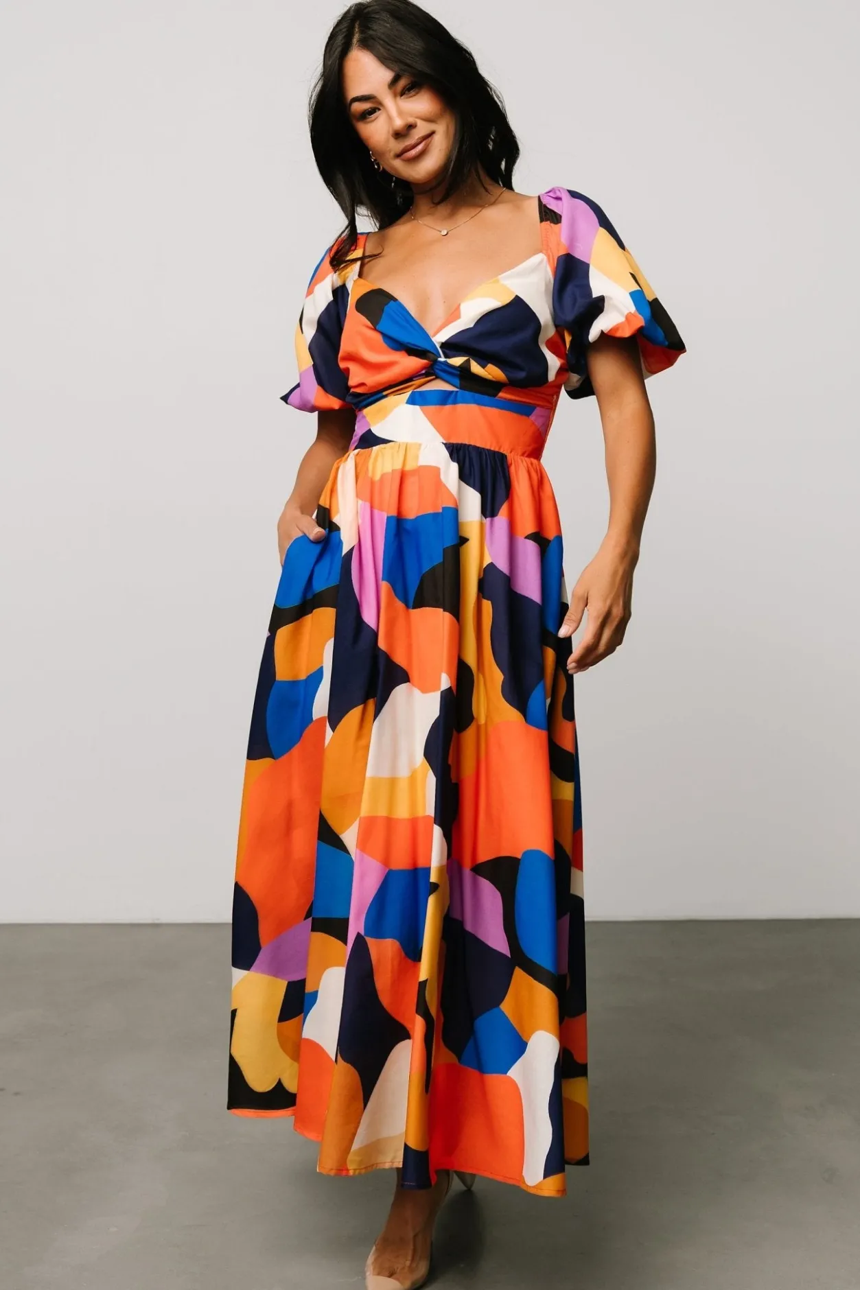 Hot Baltic Born Lola Midi Dress | Rust + Navy Multi Rust+NavyMulti