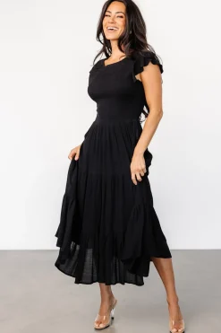 Fashion Baltic Born Loretta Smocked Midi Dress | Black