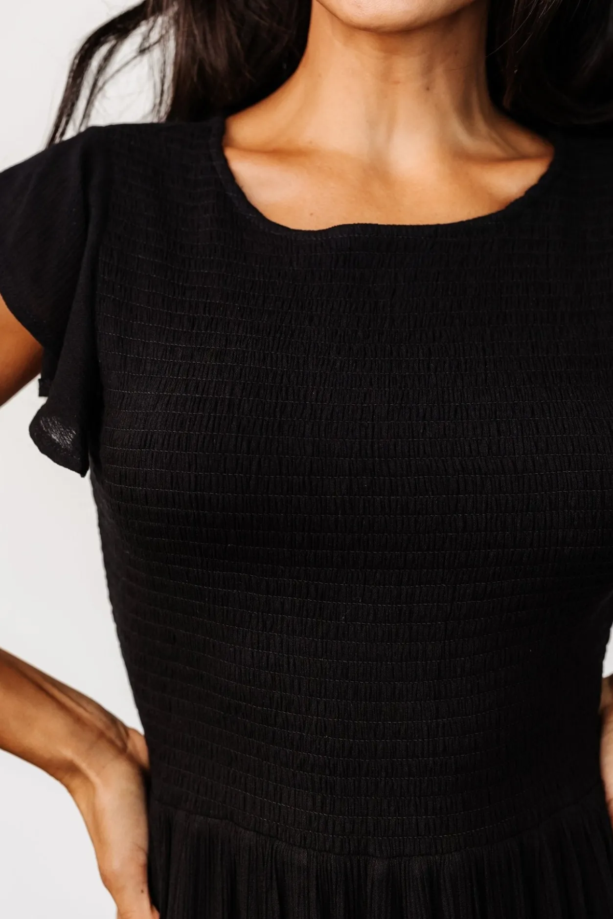 Fashion Baltic Born Loretta Smocked Midi Dress | Black