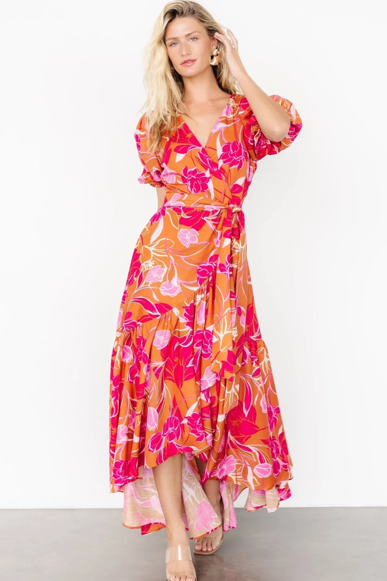 Outlet Baltic Born Lori Maxi Dress | Orange + Pink Floral Orange+PinkFloral