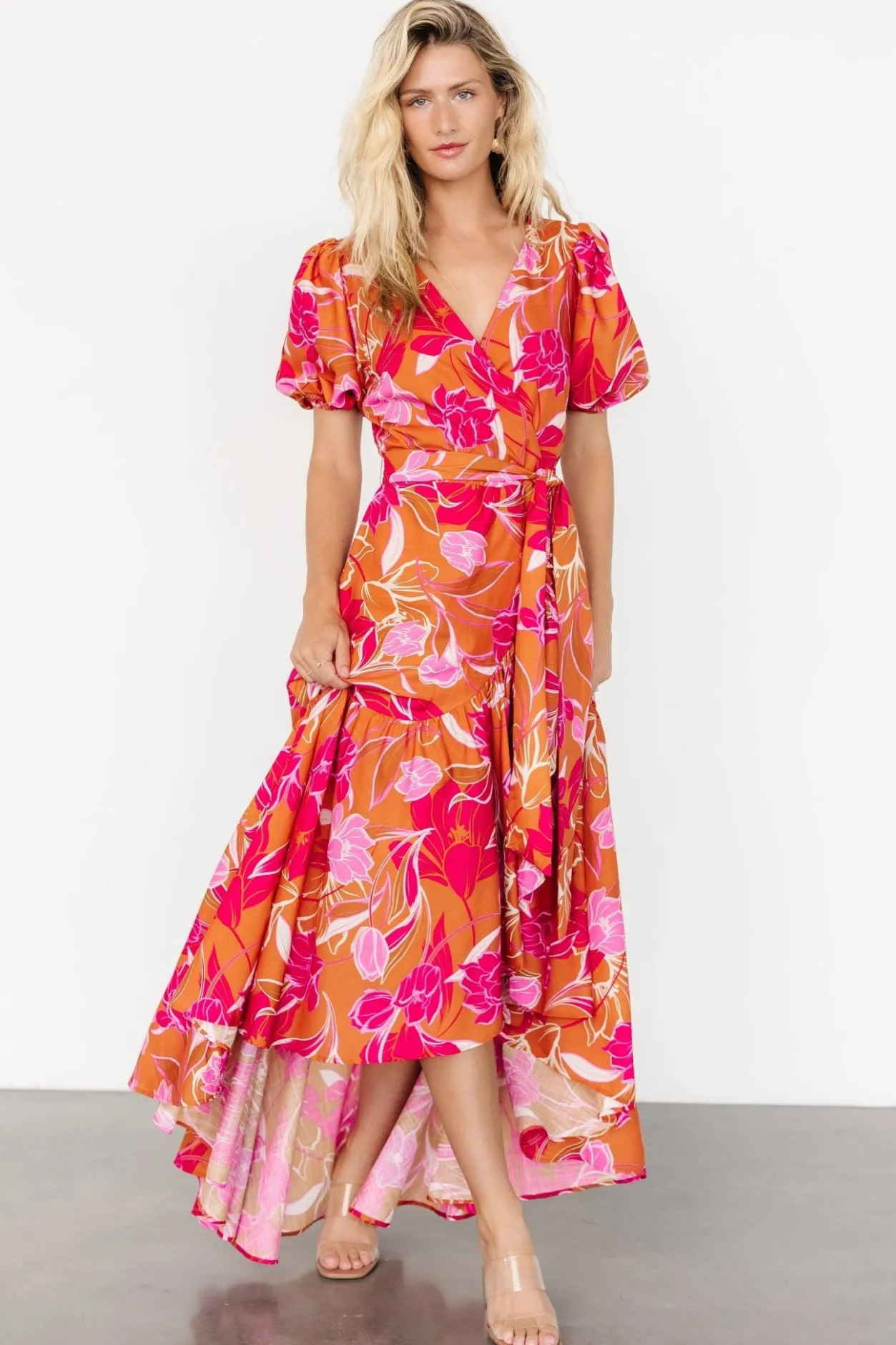 Outlet Baltic Born Lori Maxi Dress | Orange + Pink Floral Orange+PinkFloral