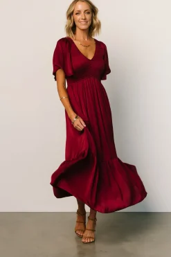 Online Baltic Born Lovell Smocked Midi Dress | Wine