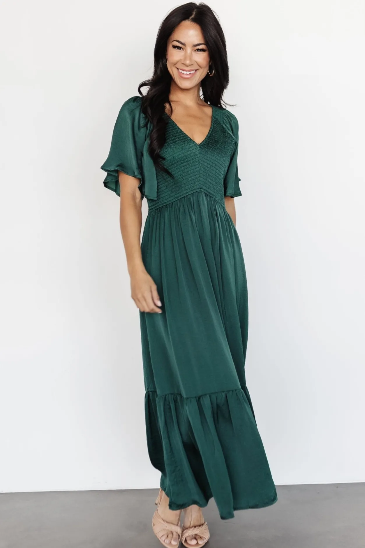 New Baltic Born Lovell Smocked Midi Dress | Emerald