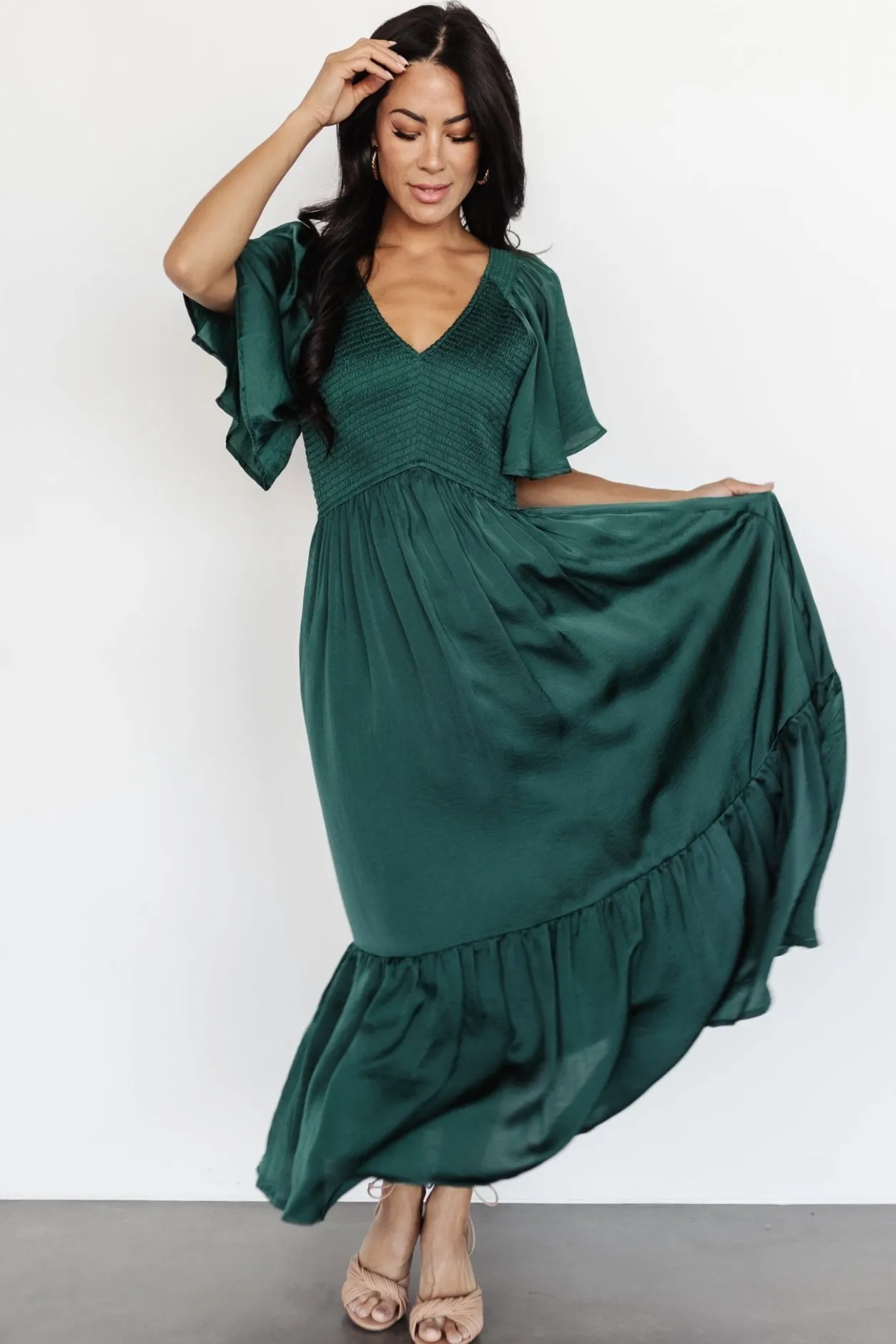 New Baltic Born Lovell Smocked Midi Dress | Emerald