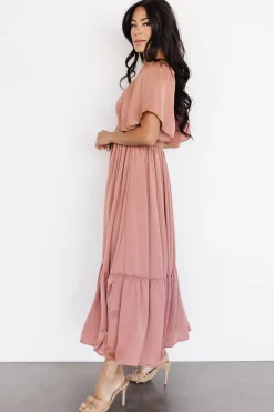 Clearance Baltic Born Lovell Smocked Midi Dress | Dark Mauve DarkMauve