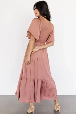 Clearance Baltic Born Lovell Smocked Midi Dress | Dark Mauve DarkMauve