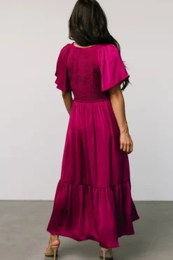 Best Baltic Born Lovell Smocked Midi Dress | Wine Berry WineBerry