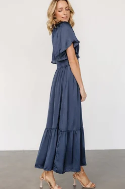 Fashion Baltic Born Lovell Smocked Midi Dress | Midnight Blue MidnightBlue