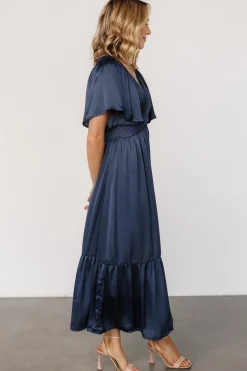 Fashion Baltic Born Lovell Smocked Midi Dress | Midnight Blue MidnightBlue