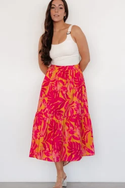 Best Baltic Born Luana Tiered Skirt | Orange + Fuchsia Orange+Fuchsia