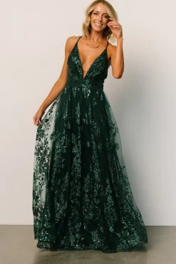 Hot Baltic Born Lucienne Shimmer Maxi Gown | Emerald
