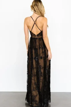 Best Baltic Born Lucienne Shimmer Maxi Gown | Black + Nude Black+Nude