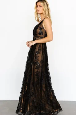 Best Baltic Born Lucienne Shimmer Maxi Gown | Black + Nude Black+Nude
