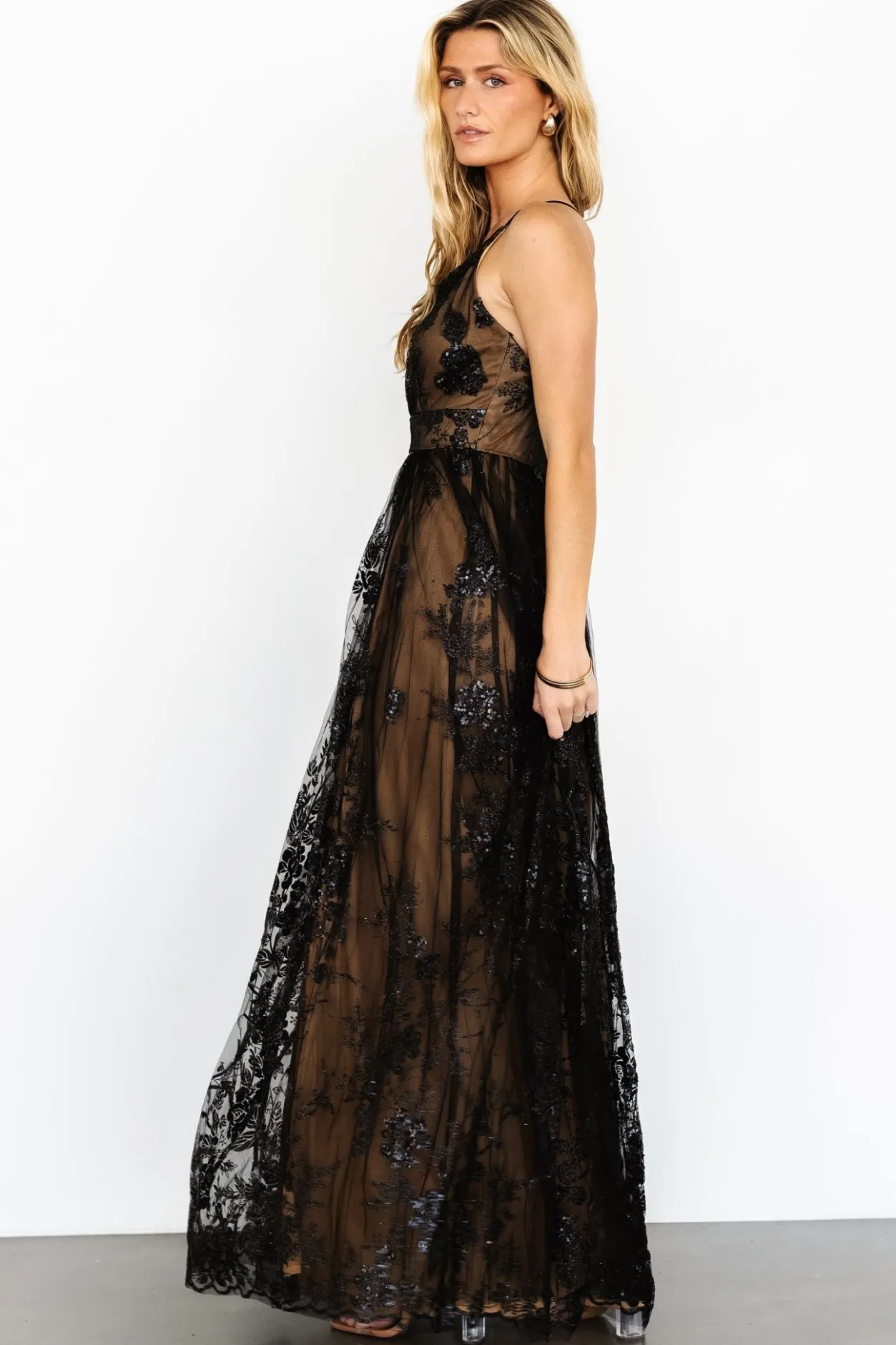 Best Baltic Born Lucienne Shimmer Maxi Gown | Black + Nude Black+Nude