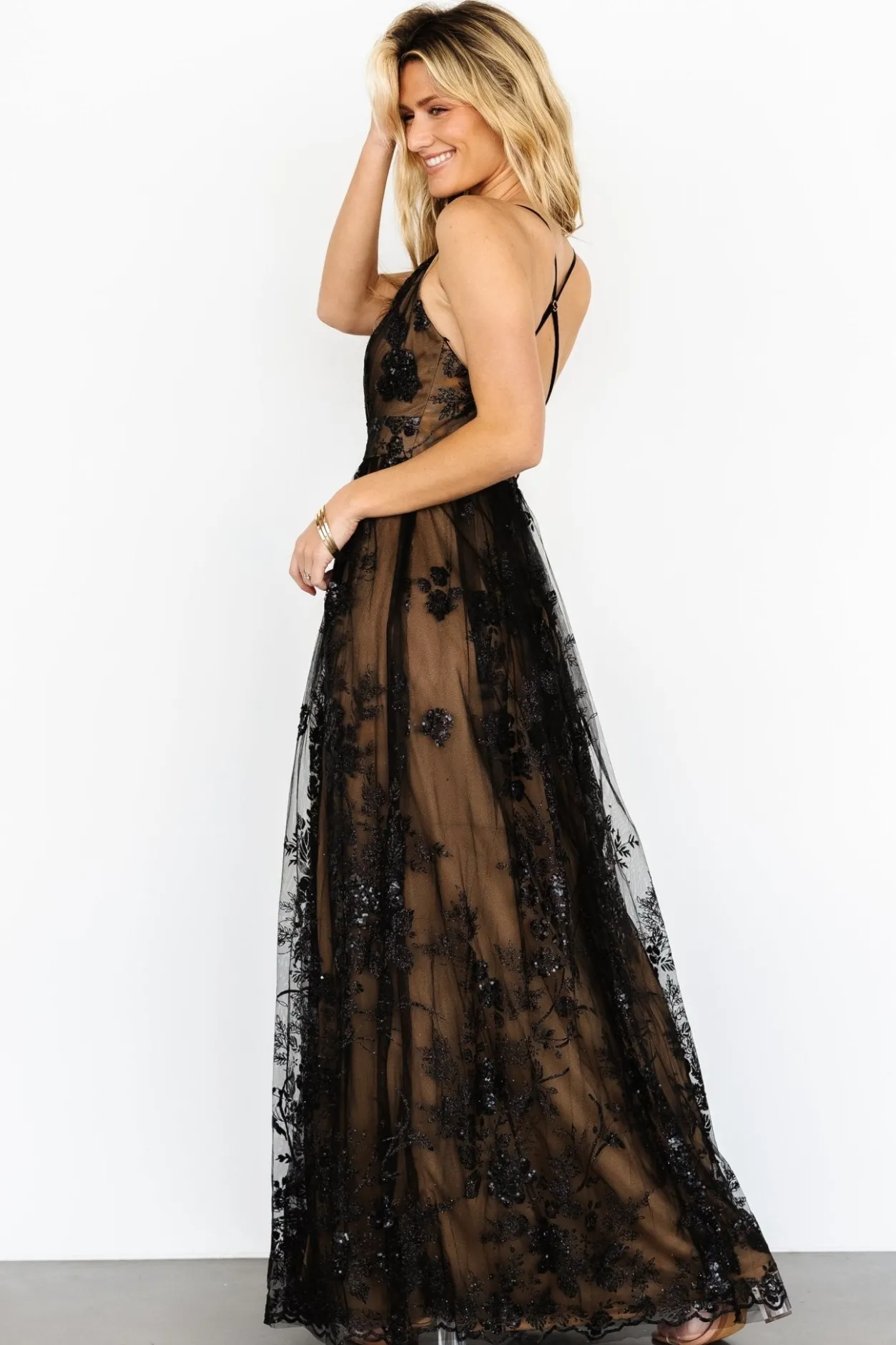 Best Baltic Born Lucienne Shimmer Maxi Gown | Black + Nude Black+Nude