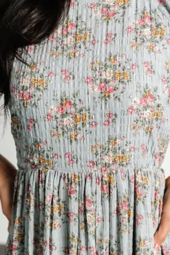 Discount Baltic Born Lucinda Back Tie Dress | Dusty Blue Floral DustyBlueFloral