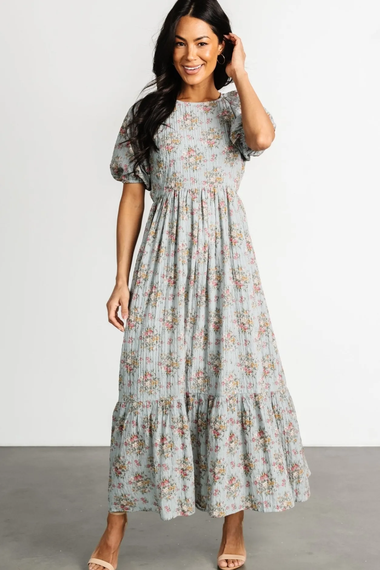 Discount Baltic Born Lucinda Back Tie Dress | Dusty Blue Floral DustyBlueFloral