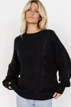 Clearance Baltic Born Lukas Cable Knit Sweater | Black