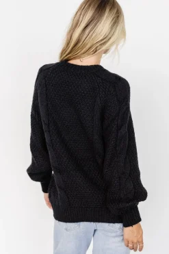 Clearance Baltic Born Lukas Cable Knit Sweater | Black