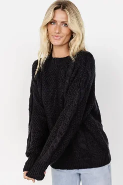 Clearance Baltic Born Lukas Cable Knit Sweater | Black