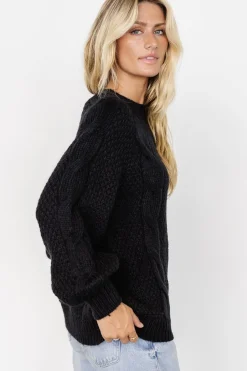 Clearance Baltic Born Lukas Cable Knit Sweater | Black