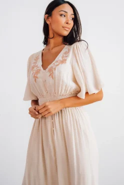 Clearance Baltic Born Luz Embroidered Maxi Dress | Natural
