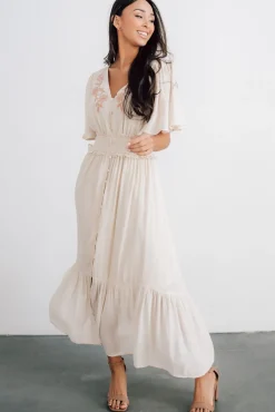 Clearance Baltic Born Luz Embroidered Maxi Dress | Natural
