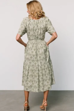 Best Baltic Born Lyla Midi Dress | White + Olive Print White+OlivePrint