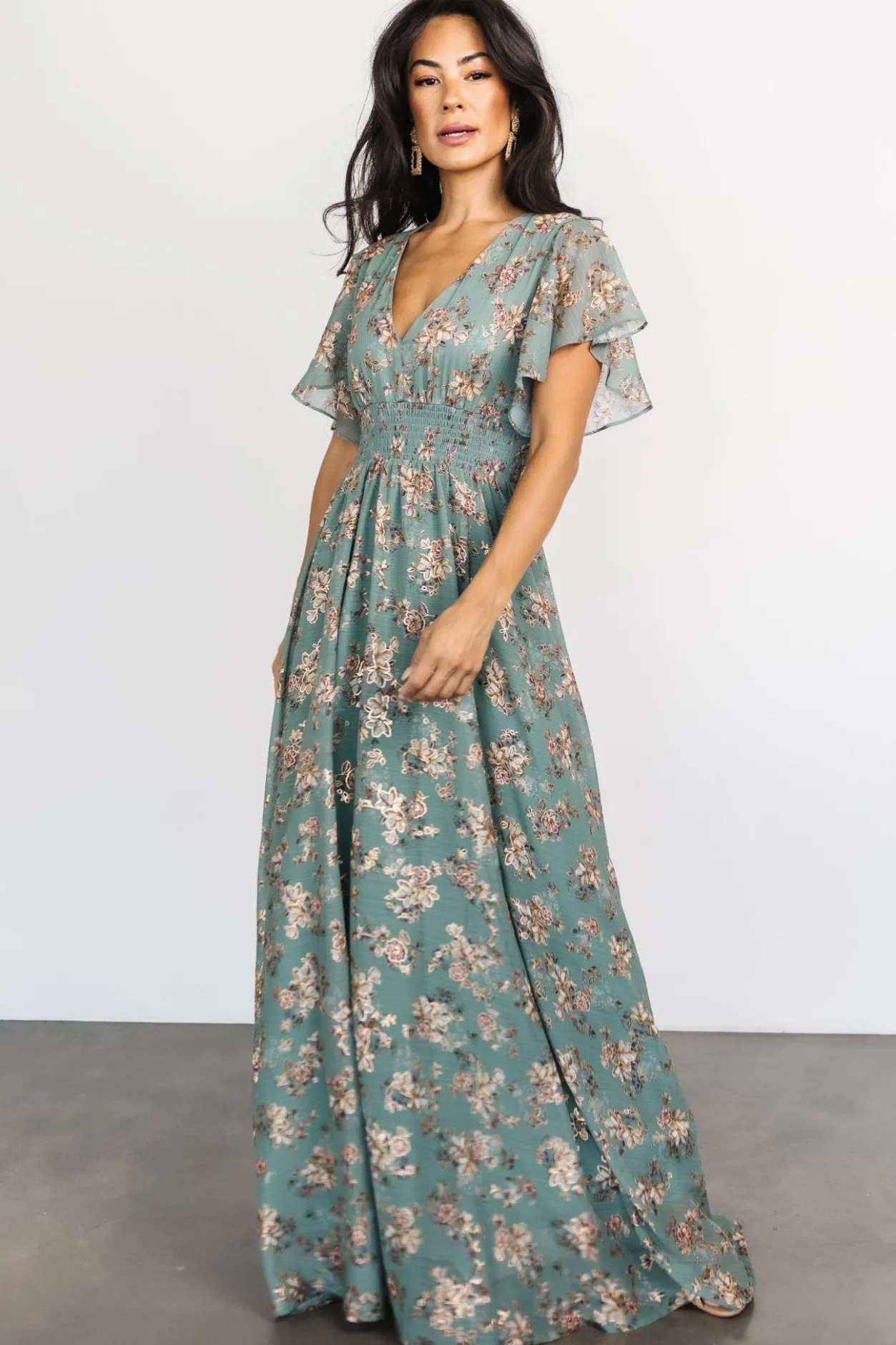 Discount Baltic Born Lynlee Metallic Maxi Dress | Eucalyptus