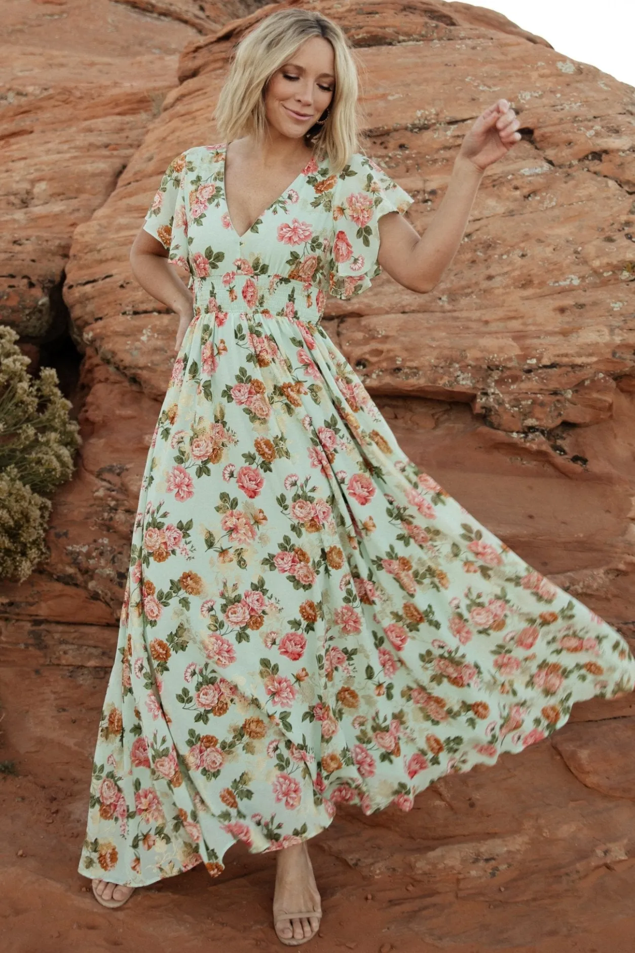 Outlet Baltic Born Lynlee Metallic Maxi Dress | Sage + Pink Sage+Pink