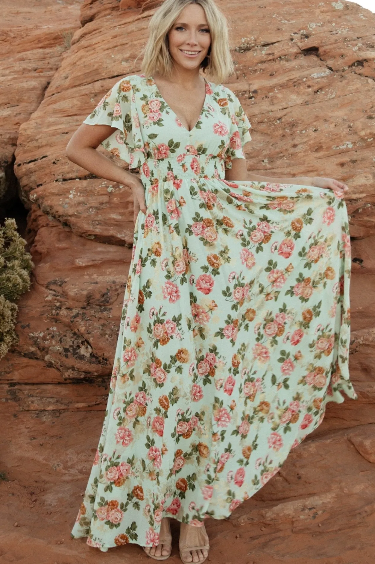 Outlet Baltic Born Lynlee Metallic Maxi Dress | Sage + Pink Sage+Pink