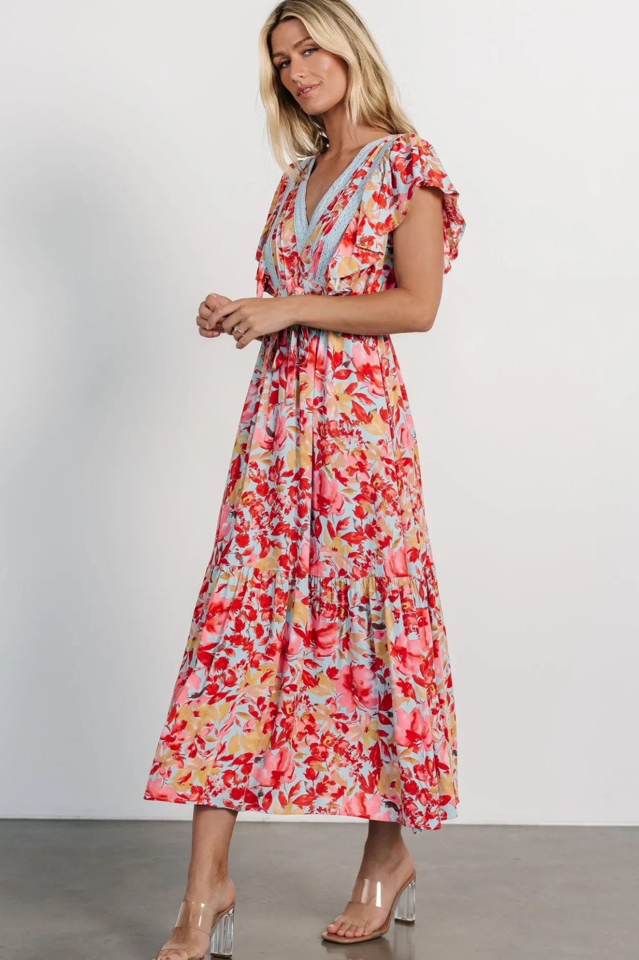 New Baltic Born Maggie Maxi Dress | Blue + Coral Multi Blue+CoralMulti