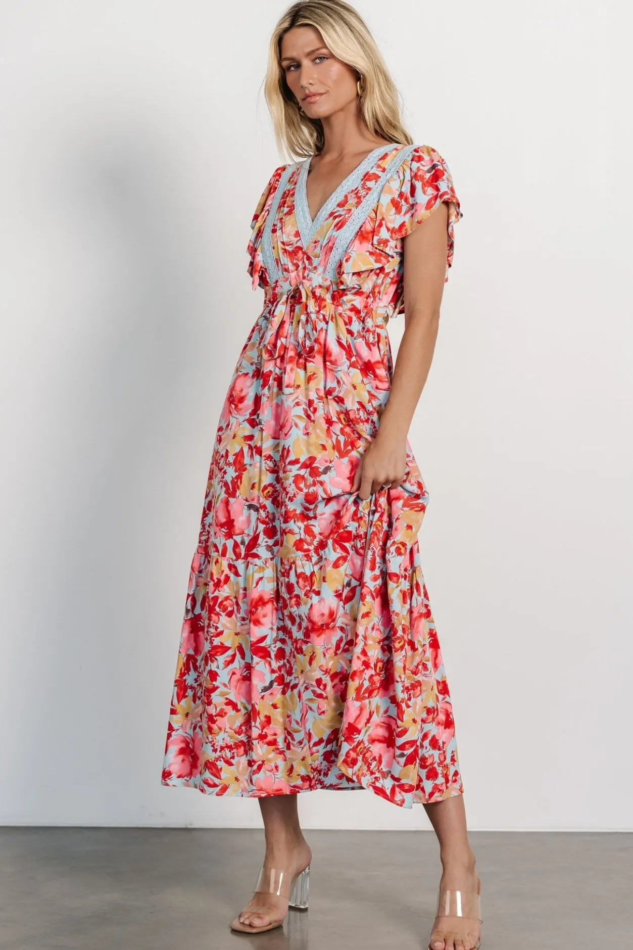 New Baltic Born Maggie Maxi Dress | Blue + Coral Multi Blue+CoralMulti