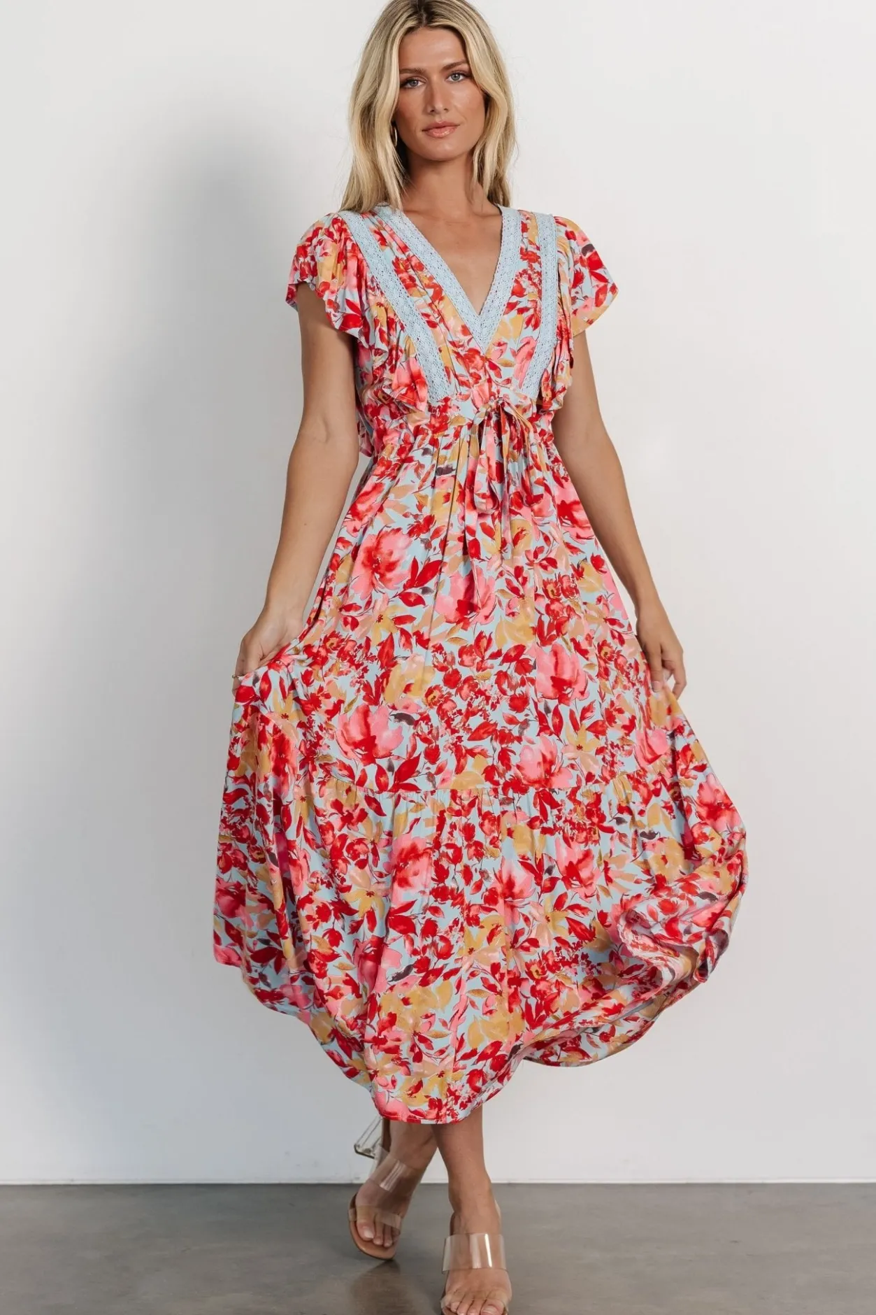 New Baltic Born Maggie Maxi Dress | Blue + Coral Multi Blue+CoralMulti