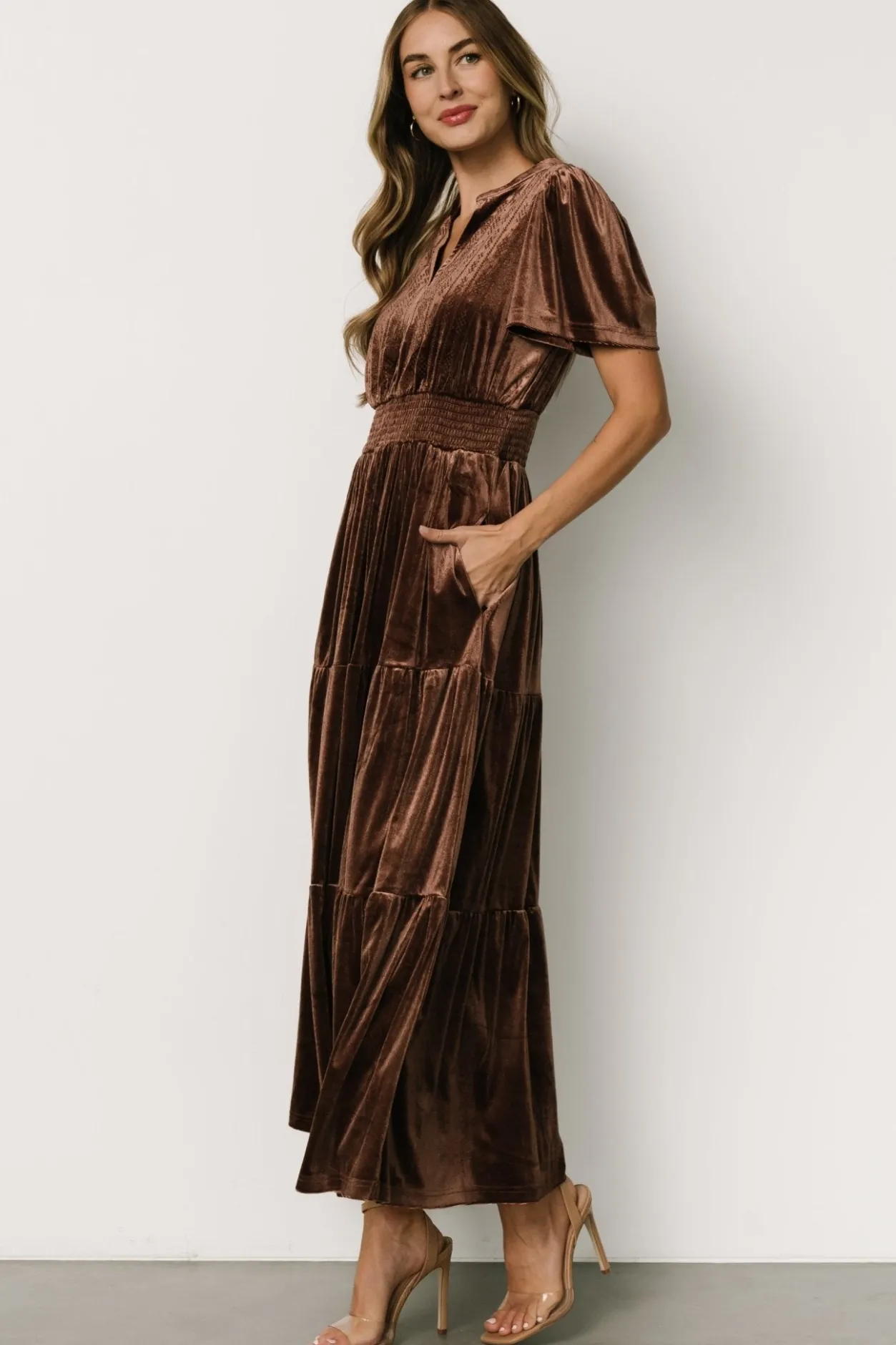 Discount Baltic Born Maida Embroidered Velvet Dress | Chocolate