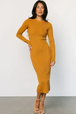 Hot Baltic Born Manhattan Ribbed Sweater Dress | Camel