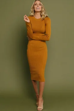 Hot Baltic Born Manhattan Ribbed Sweater Dress | Camel