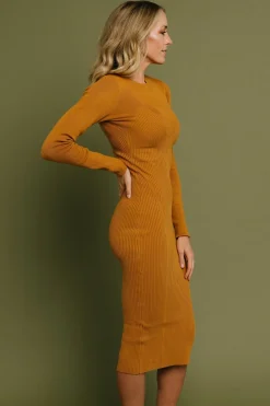 Hot Baltic Born Manhattan Ribbed Sweater Dress | Camel